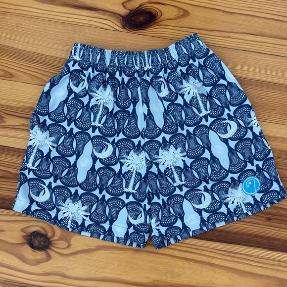 LaxSoHard Other - EUC LaxSoHard Boys Large Navy Blue Patterned Shorts LAX Sticks Palm Trees SC